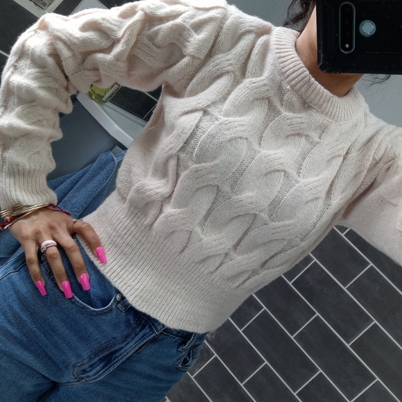 Altar'd State Sweaters - Altar'd State Cream Chunky Crop Sweater
